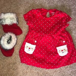 6M baby girl Christmas dress with booties
